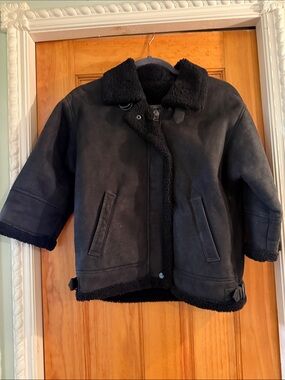 Black Shearling  winter Jacket